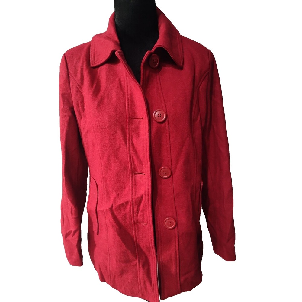 Women's White Stag Button-Down Red Jacket Coat Size‎ S (4-6)